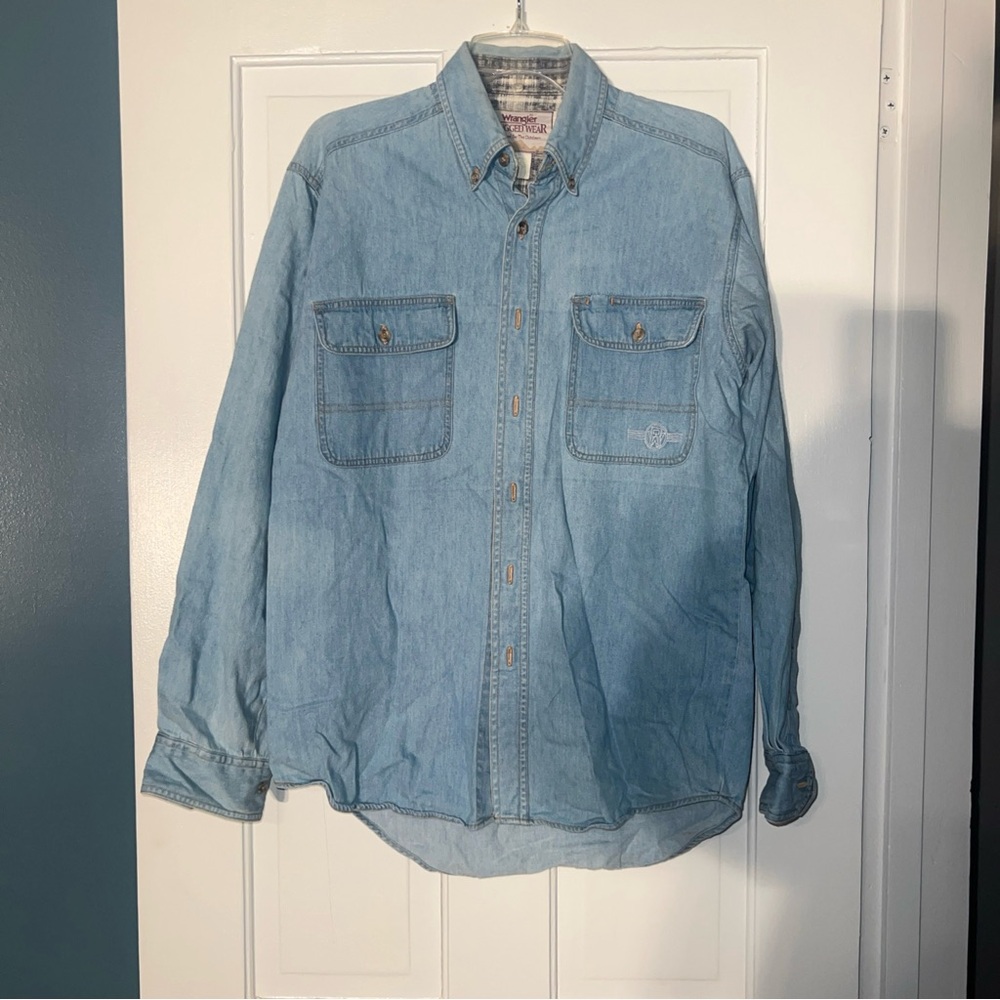 Wrangler Light Blue Casual Button Down Shirt
